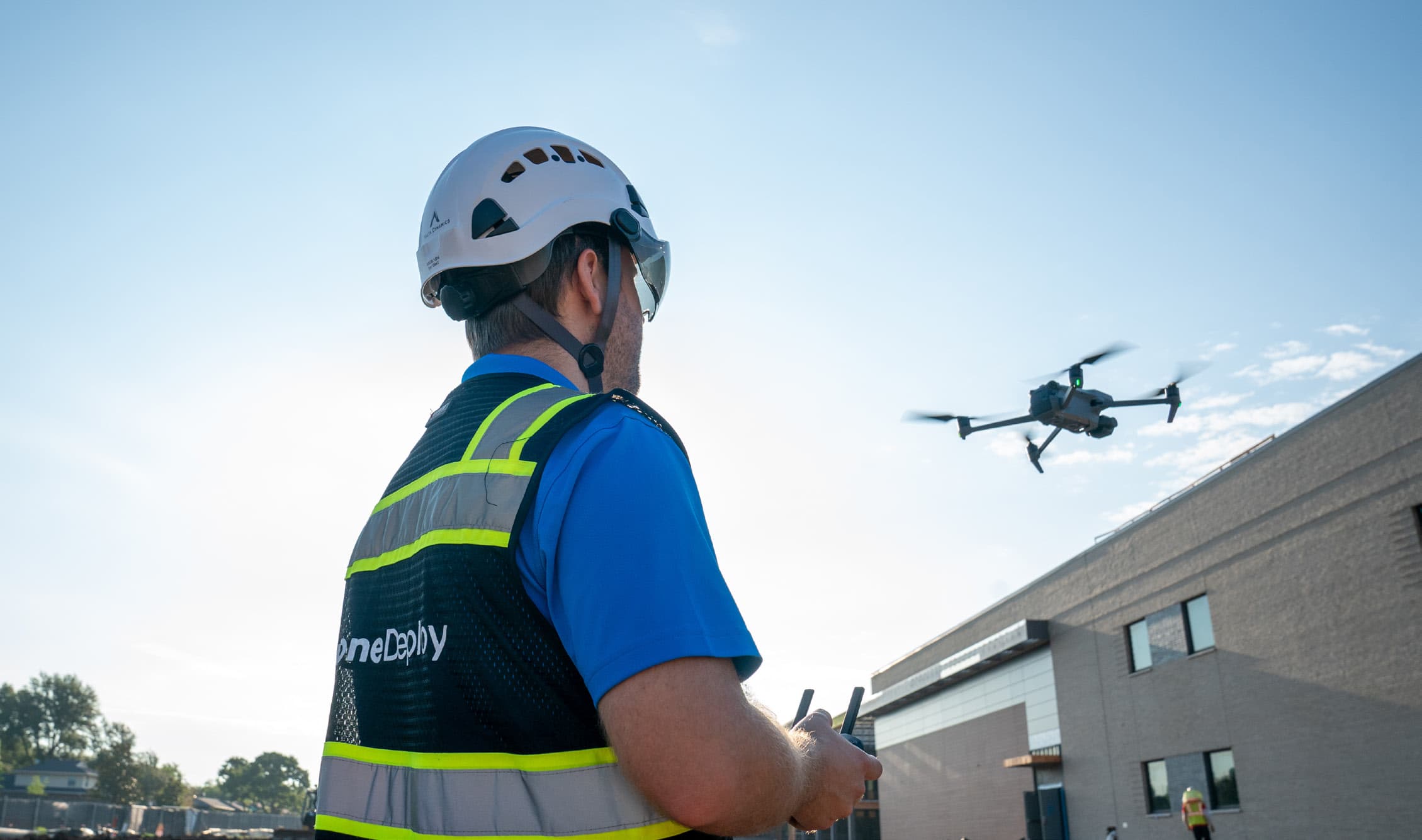 Professional drone operator at survey site